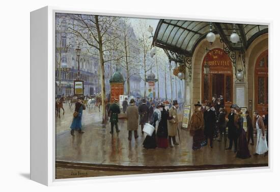 Outside the Theatre Du Vaudeville, Paris-Jean Béraud-Framed Premier Image Canvas