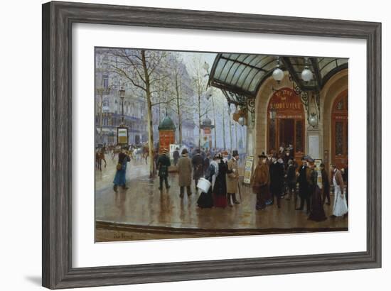 Outside the Theatre Du Vaudeville, Paris-Jean Béraud-Framed Giclee Print