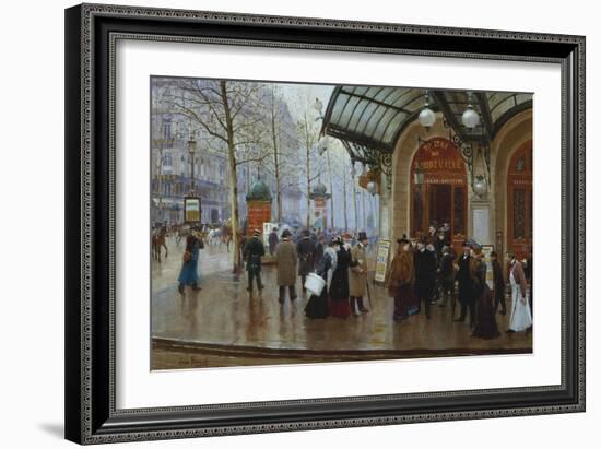 Outside the Theatre Du Vaudeville, Paris-Jean Béraud-Framed Giclee Print