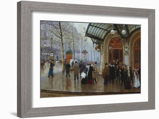 Outside the Theatre Du Vaudeville, Paris-Jean Béraud-Framed Giclee Print