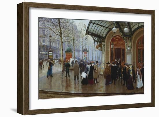 Outside the Theatre Du Vaudeville, Paris-Jean Béraud-Framed Giclee Print