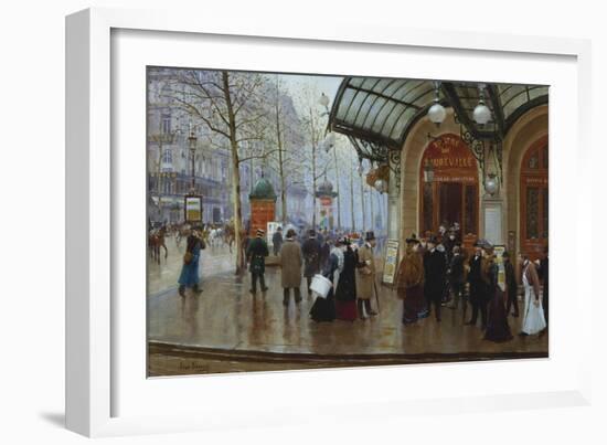 Outside the Theatre Du Vaudeville, Paris-Jean Béraud-Framed Giclee Print