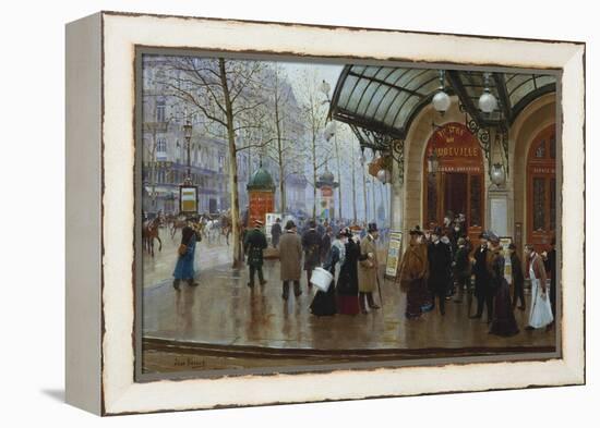 Outside the Theatre Du Vaudeville, Paris-Jean Béraud-Framed Premier Image Canvas