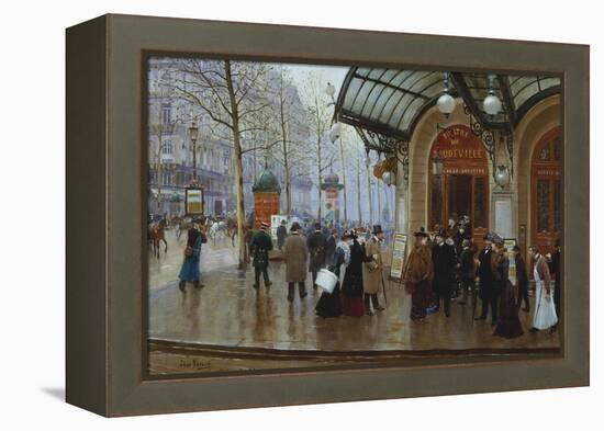 Outside the Theatre Du Vaudeville, Paris-Jean Béraud-Framed Premier Image Canvas