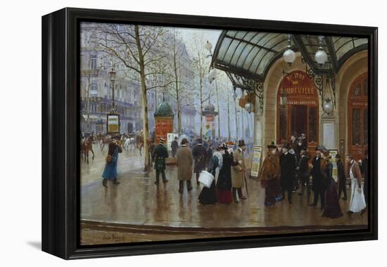 Outside the Theatre Du Vaudeville, Paris-Jean Béraud-Framed Premier Image Canvas