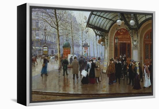 Outside the Theatre Du Vaudeville, Paris-Jean Béraud-Framed Premier Image Canvas