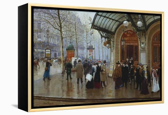 Outside the Theatre Du Vaudeville, Paris-Jean Béraud-Framed Premier Image Canvas