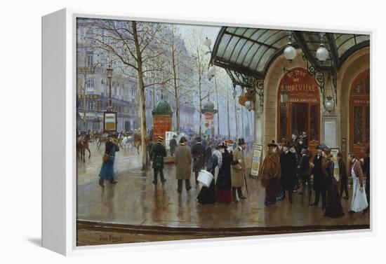 Outside the Theatre Du Vaudeville, Paris-Jean Béraud-Framed Premier Image Canvas