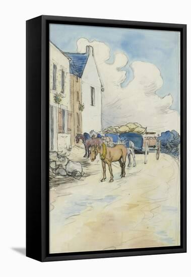 Outside the Wine Shop-Robert Polhill Bevan-Framed Premier Image Canvas