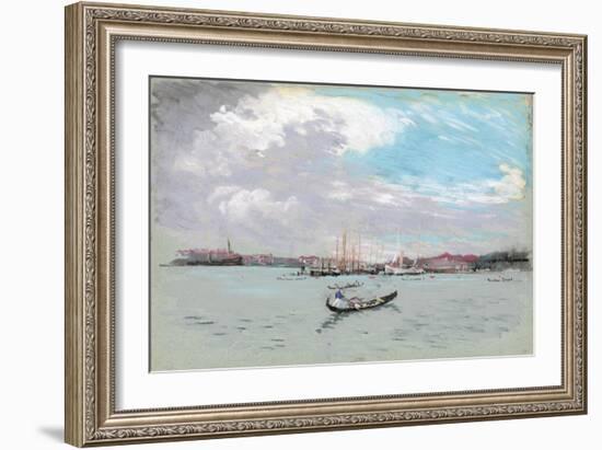 Outside Venice (Lagoon and Gondola)-Joseph Pennell-Framed Giclee Print