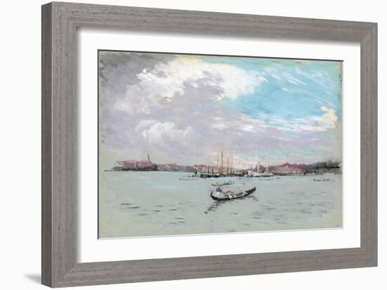 Outside Venice (Lagoon and Gondola)-Joseph Pennell-Framed Giclee Print