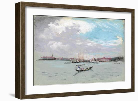 Outside Venice (Lagoon and Gondola)-Joseph Pennell-Framed Giclee Print