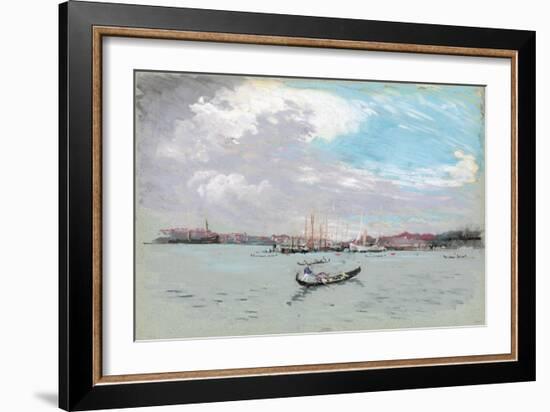 Outside Venice (Lagoon and Gondola)-Joseph Pennell-Framed Giclee Print