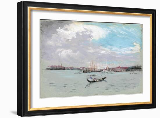 Outside Venice (Lagoon and Gondola)-Joseph Pennell-Framed Giclee Print