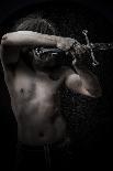 Wild Warrior with Huge Metal Sword-outsiderzone-Photographic Print