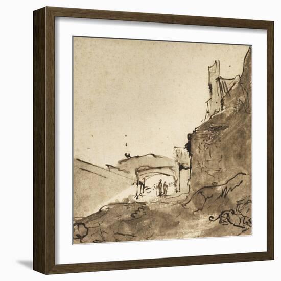 Outskirts of a Town with Walls and a Doorway, C.1627-28-Rembrandt van Rijn-Framed Giclee Print