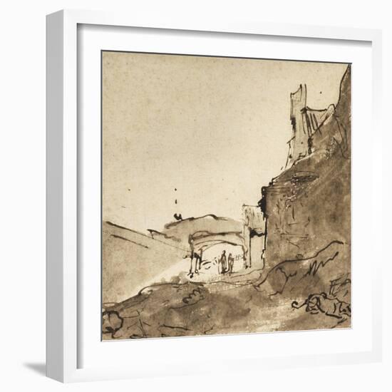 Outskirts of a Town with Walls and a Doorway, C.1627-28-Rembrandt van Rijn-Framed Giclee Print