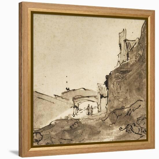 Outskirts of a Town with Walls and a Doorway, C.1627-28-Rembrandt van Rijn-Framed Premier Image Canvas