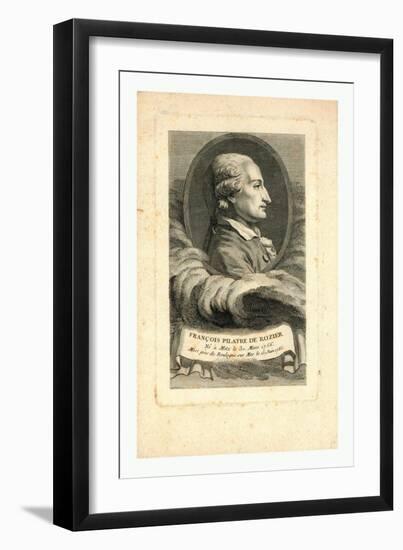 Oval Head-And-Shoulders Profile Portrait of French Balloonist Jean-François Pilâtre De Rozier-null-Framed Premium Giclee Print