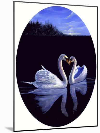 Oval Kissing Swans-Bonnie B. Cook-Mounted Giclee Print