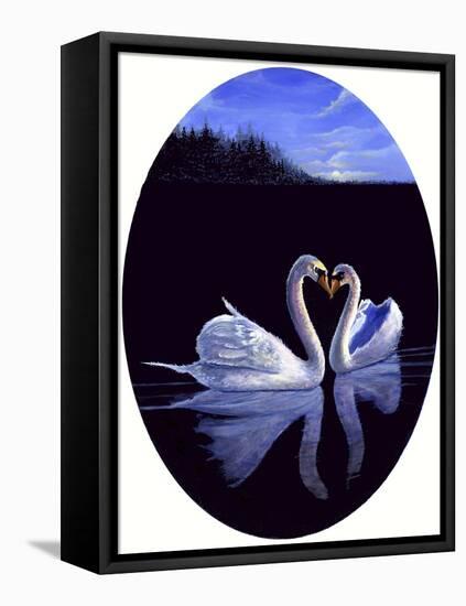 Oval Kissing Swans-Bonnie B. Cook-Framed Premier Image Canvas