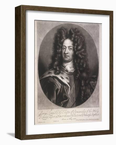 Oval Portrait of George I, King of Great Britain, C1700-Joseph Smith-Framed Giclee Print
