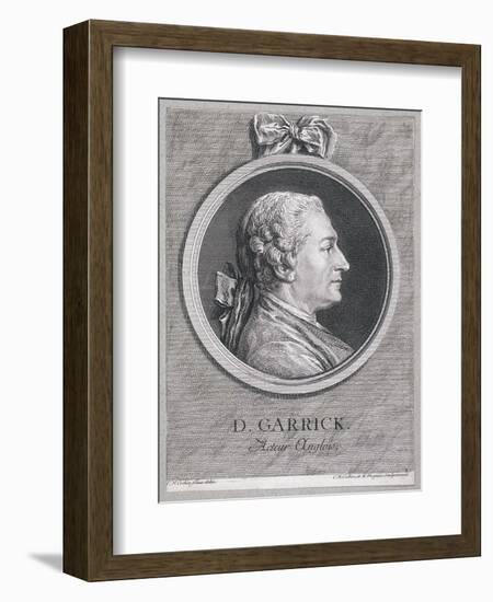 Oval Portrait of the Actor David Garrick Wearing a Short Wig, with Surround, C1780-Charles Nicolas Cochin-Framed Giclee Print