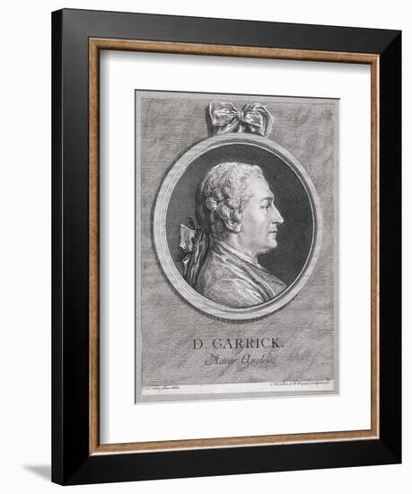 Oval Portrait of the Actor David Garrick Wearing a Short Wig, with Surround, C1780-Charles Nicolas Cochin-Framed Giclee Print