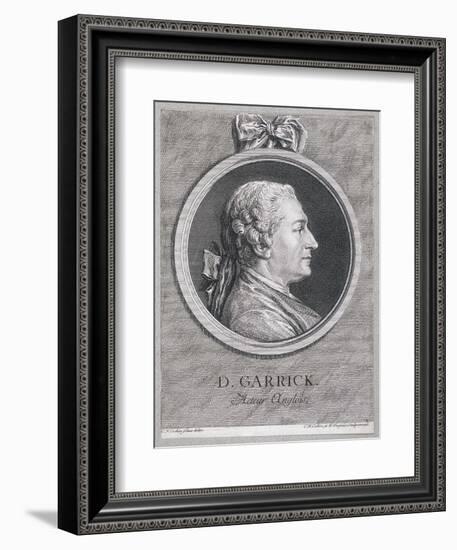 Oval Portrait of the Actor David Garrick Wearing a Short Wig, with Surround, C1780-Charles Nicolas Cochin-Framed Giclee Print