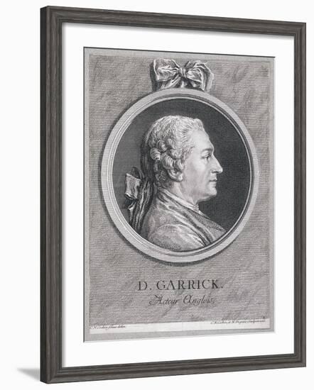 Oval Portrait of the Actor David Garrick Wearing a Short Wig, with Surround, C1780-Charles Nicolas Cochin-Framed Giclee Print