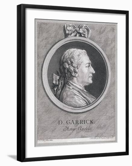 Oval Portrait of the Actor David Garrick Wearing a Short Wig, with Surround, C1780-Charles Nicolas Cochin-Framed Giclee Print