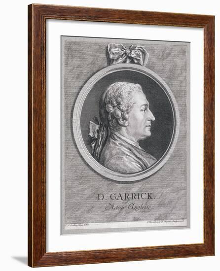 Oval Portrait of the Actor David Garrick Wearing a Short Wig, with Surround, C1780-Charles Nicolas Cochin-Framed Giclee Print