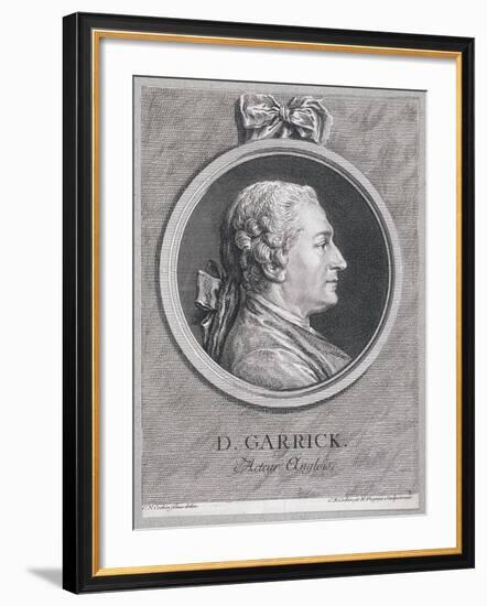 Oval Portrait of the Actor David Garrick Wearing a Short Wig, with Surround, C1780-Charles Nicolas Cochin-Framed Giclee Print