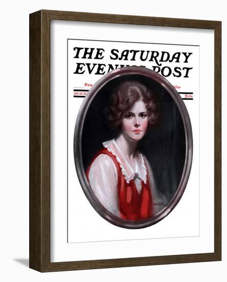 "Oval Portrait," Saturday Evening Post Cover, January 24, 1925-Tom Webb-Framed Giclee Print