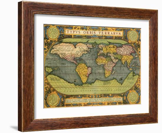 Oval World Map 1598-Abraham Ortelius-Framed Giclee Print