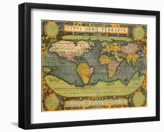 Oval World Map 1598-Abraham Ortelius-Framed Giclee Print