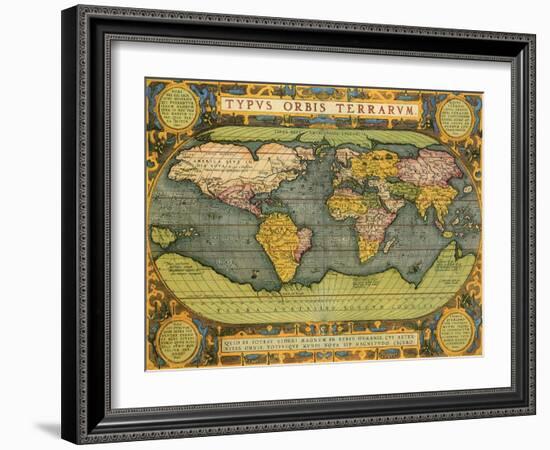 Oval World Map 1598-Abraham Ortelius-Framed Giclee Print