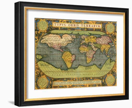 Oval World Map 1598-Abraham Ortelius-Framed Giclee Print