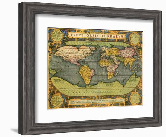 Oval World Map 1598-Abraham Ortelius-Framed Giclee Print