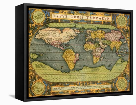 Oval World Map 1598-Abraham Ortelius-Framed Premier Image Canvas