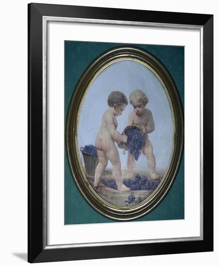 Ovals Painted with Putti Winemakers-null-Framed Giclee Print