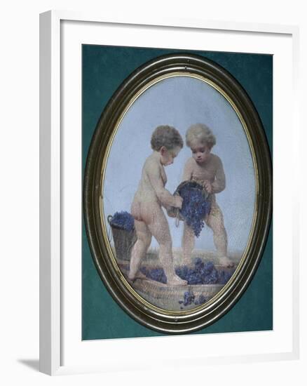 Ovals Painted with Putti Winemakers-null-Framed Giclee Print