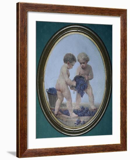 Ovals Painted with Putti Winemakers-null-Framed Giclee Print