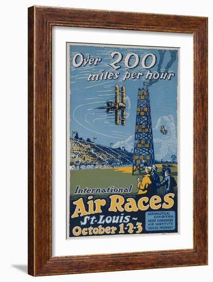 Over 200 Miles Per Hour, 1923 St Louis Air Races-null-Framed Giclee Print