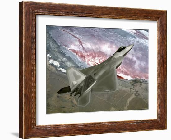 Over California, an F/A-22 Raptor Files a Training Mission Here-Stocktrek Images-Framed Photographic Print