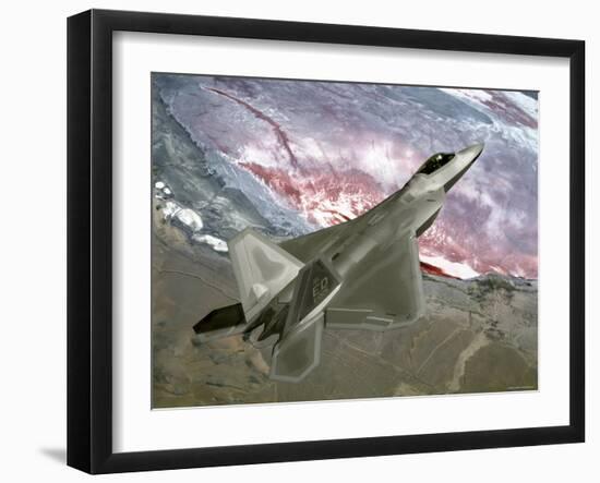 Over California, an F/A-22 Raptor Files a Training Mission Here-Stocktrek Images-Framed Photographic Print