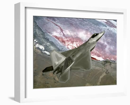 Over California, an F/A-22 Raptor Files a Training Mission Here-Stocktrek Images-Framed Photographic Print