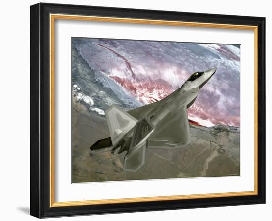 Over California, an F/A-22 Raptor Files a Training Mission Here-Stocktrek Images-Framed Photographic Print