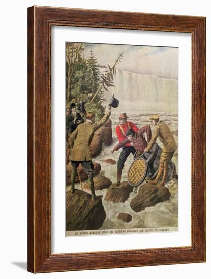 Over Niagara Falls in a Barrel, 1910-null-Framed Giclee Print