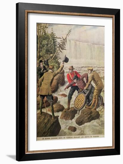 Over Niagara Falls in a Barrel, 1910-null-Framed Giclee Print